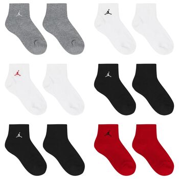 Red, White & Black Jordan Logo Socks ( 6-Pack )