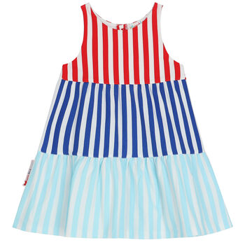 Girls Red, White & Blue Striped Dress