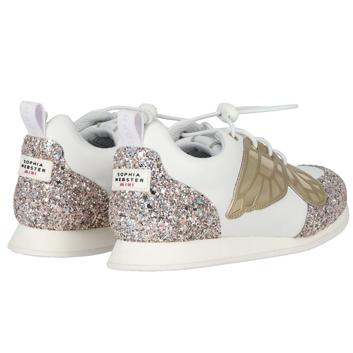 Girls White Embellished Butterfly Trainers, 1, hi-res image number null