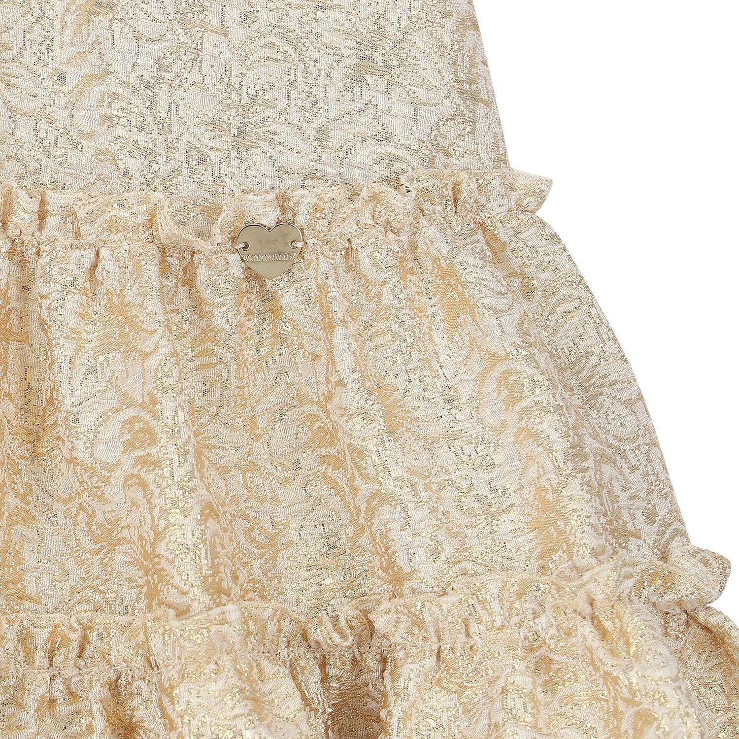 Girls Gold Ruffled Dress, 1, hi-res