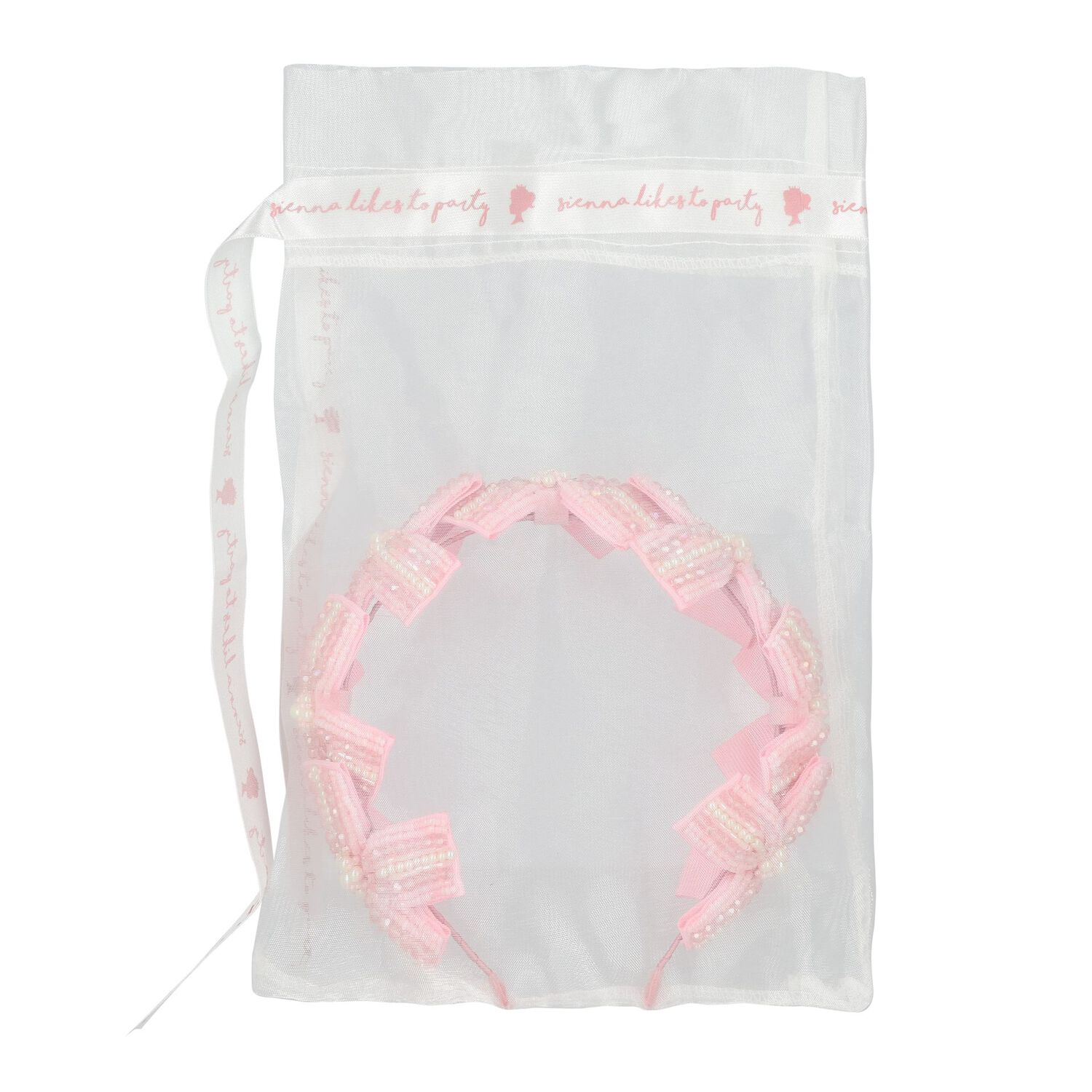 Girls Pink Embellished Crystal & Pearl Headband, 1, hi-res image number null