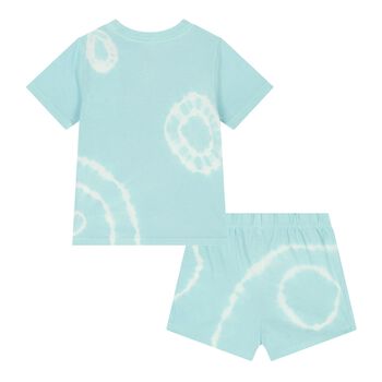 Baby Boys Turquoise Blue Teddy Bear Logo Shorts Set