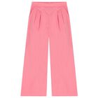 Girls Pink 3D Flower Trousers Set, 1, hi-res