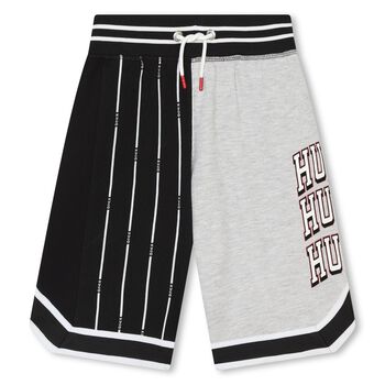 Boys Black & Grey Logo Shorts