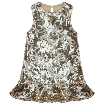 Girls Gold Sequin Bow Bonita Dress
