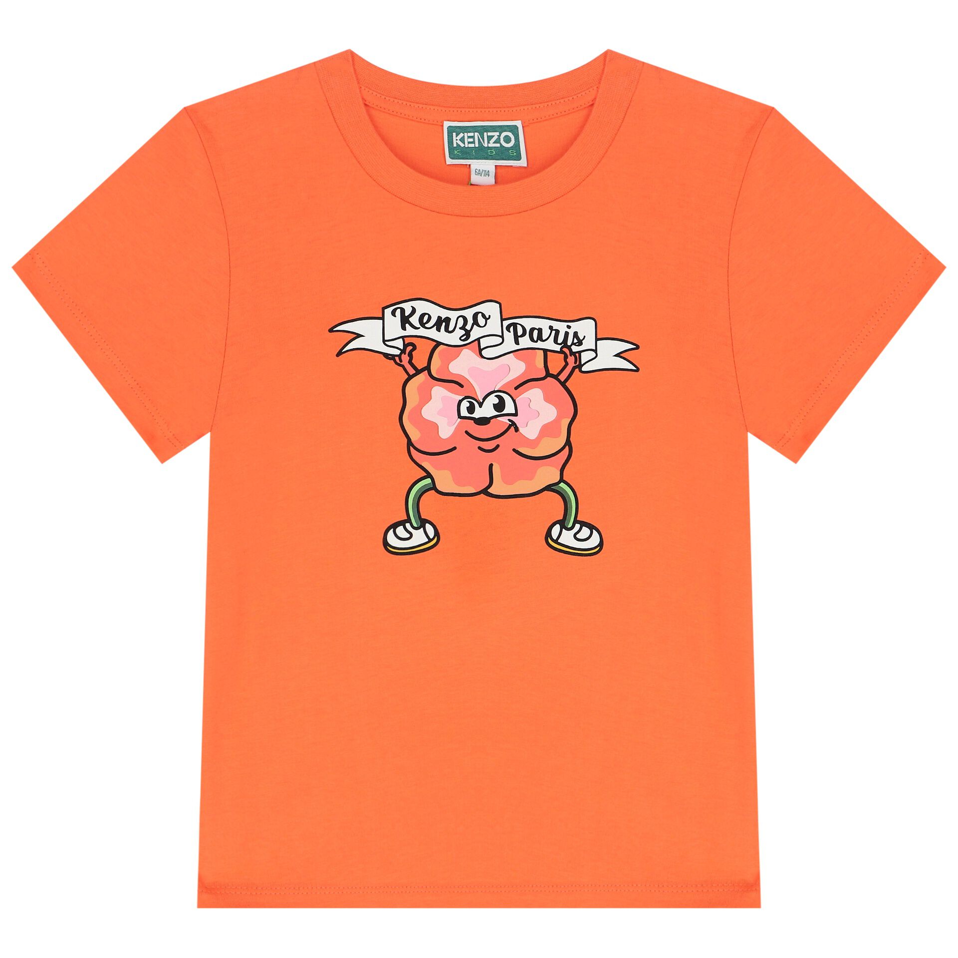 KENZO KIDS Girls Orange Flower Logo T-Shirt | Junior Couture