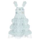 Girls Blue Diamante Tulle Dress, 1, hi-res