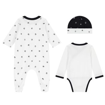 Baby Boys White & Black Logo Babygrow Gift Set