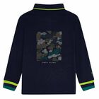 Boys Navy Abstract Polo Shirt, 1, hi-res