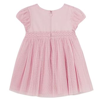 Younger Girls Pink Pleated Tulle Dress