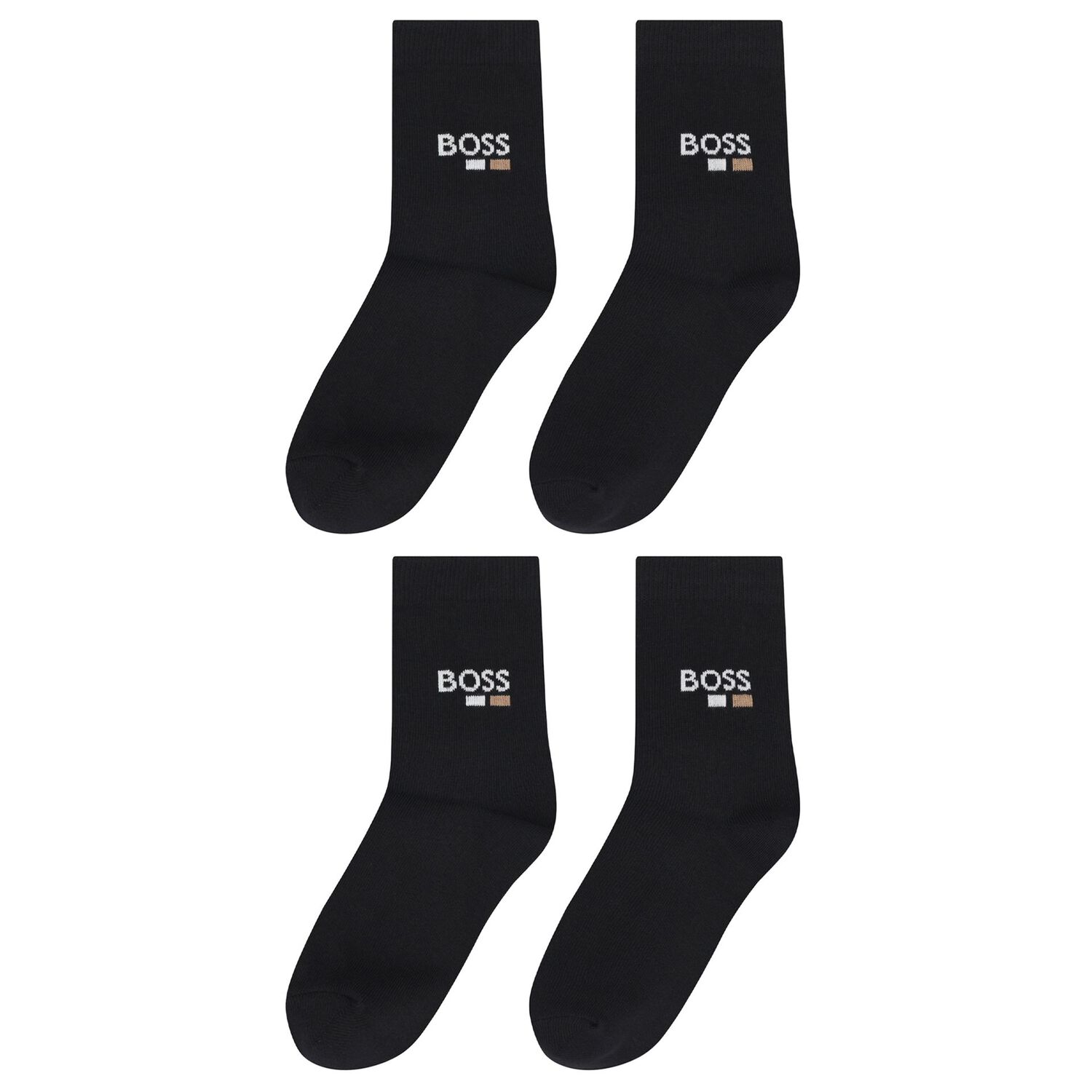 Boys Black Logo Socks ( 2-Pack ), 1, hi-res