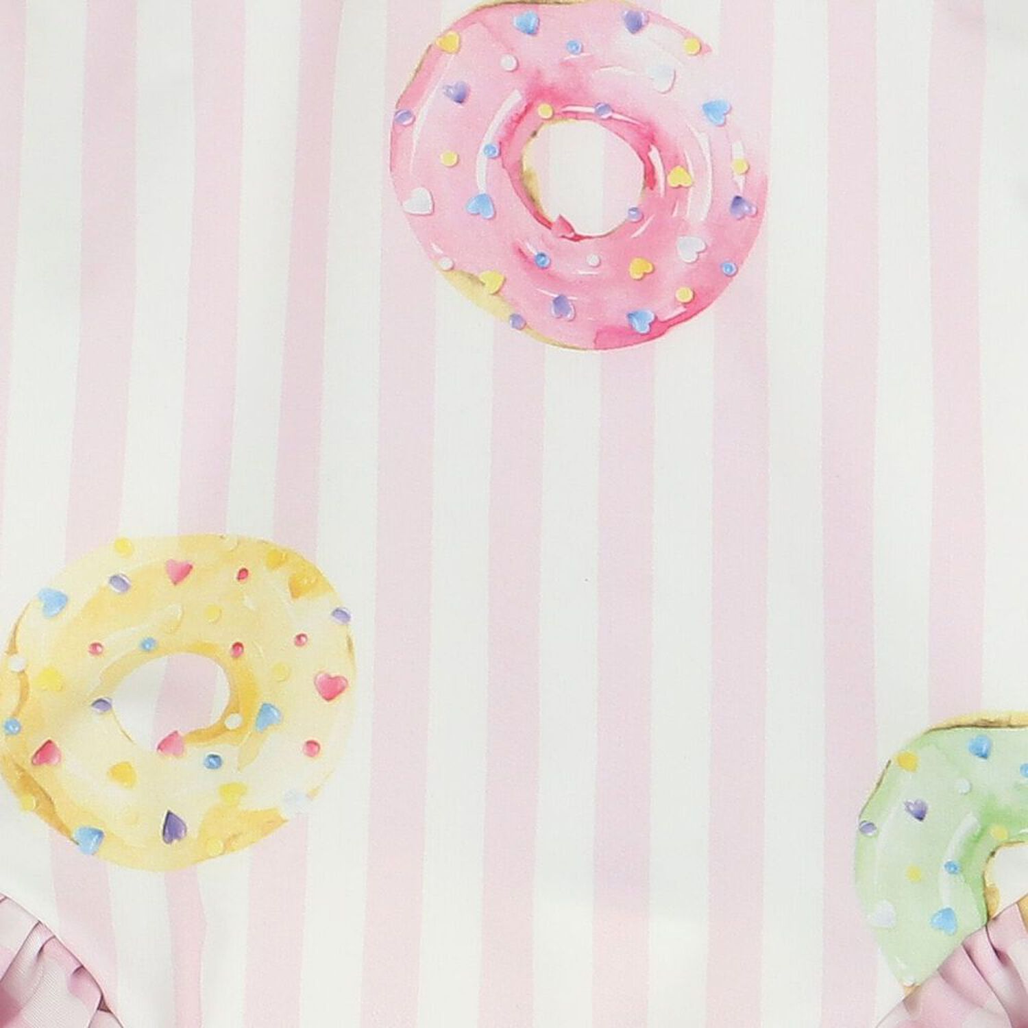Girls White & Pink Striped Donuts Swimsuit, 1, hi-res image number null