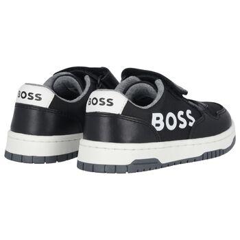 Boys Black & White Logo Trainers