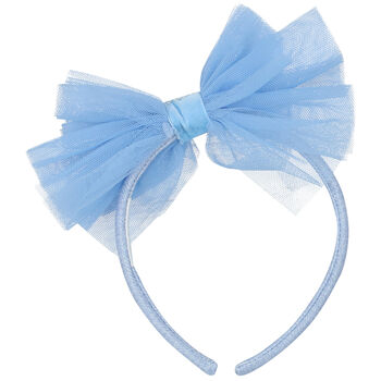 Girls Blue Tulle Bow Headband