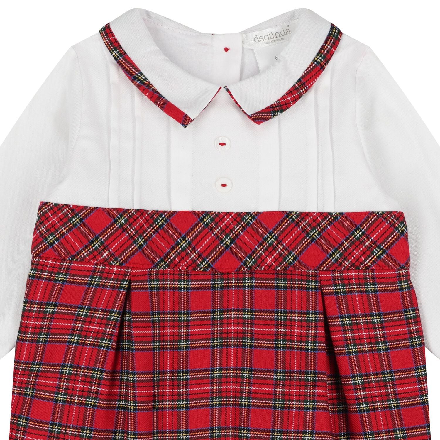 Baby Boys White & Red Tartan Romper, 1, hi-res