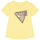 Girls Yellow Embellished Logo T-Shirt, 2, hi-res