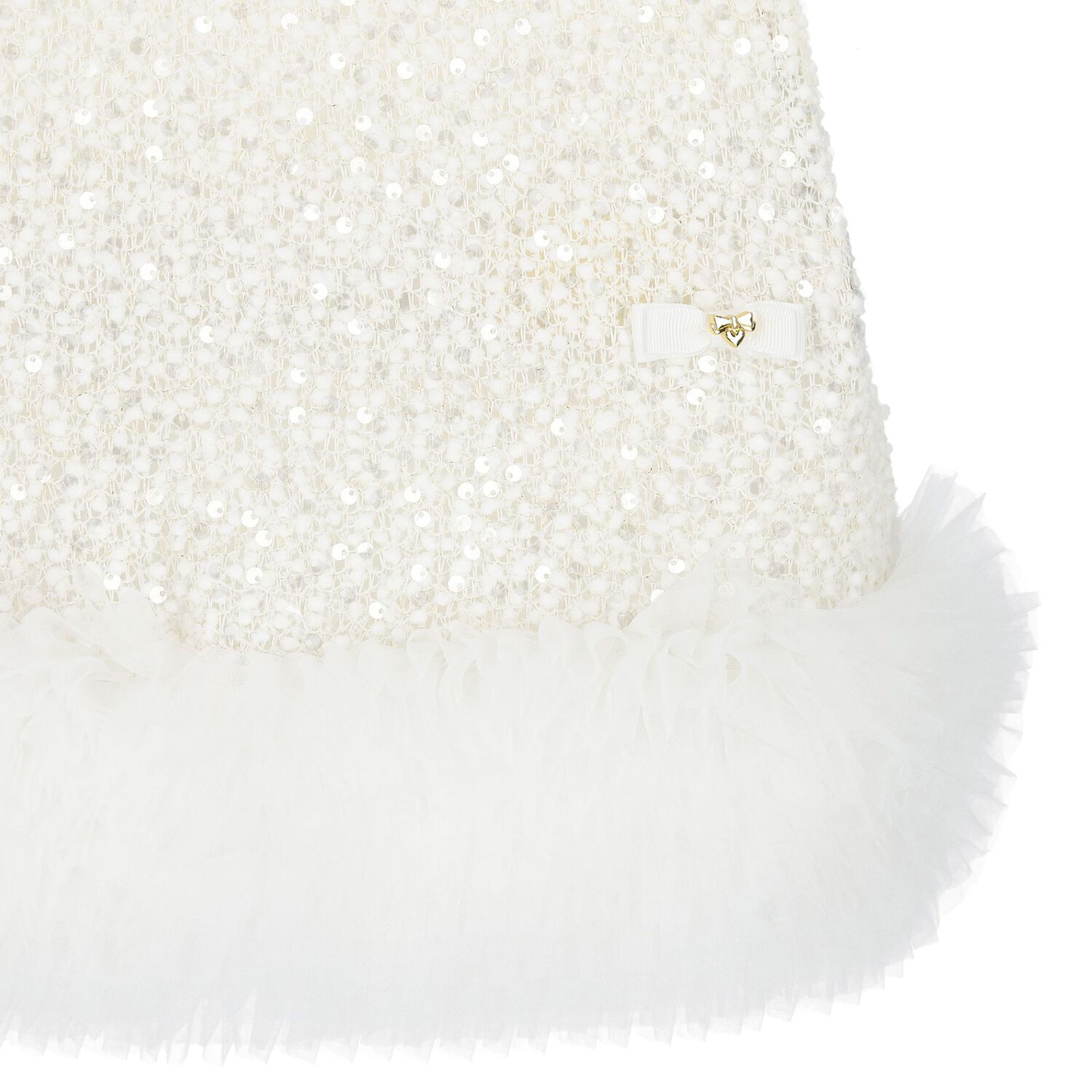 Girls Ivory Sequin Embellished Dress, 1, hi-res