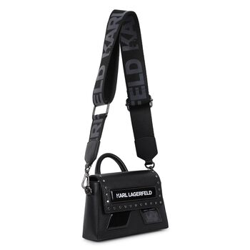 Girls Black Logo Hand Bag
