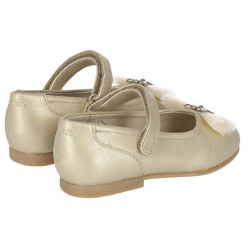 حذاء باليرينا باللون الذهبي للبنات