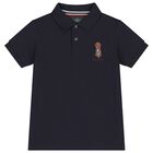 Boys Navy Dog Polo Shirt, 1, hi-res