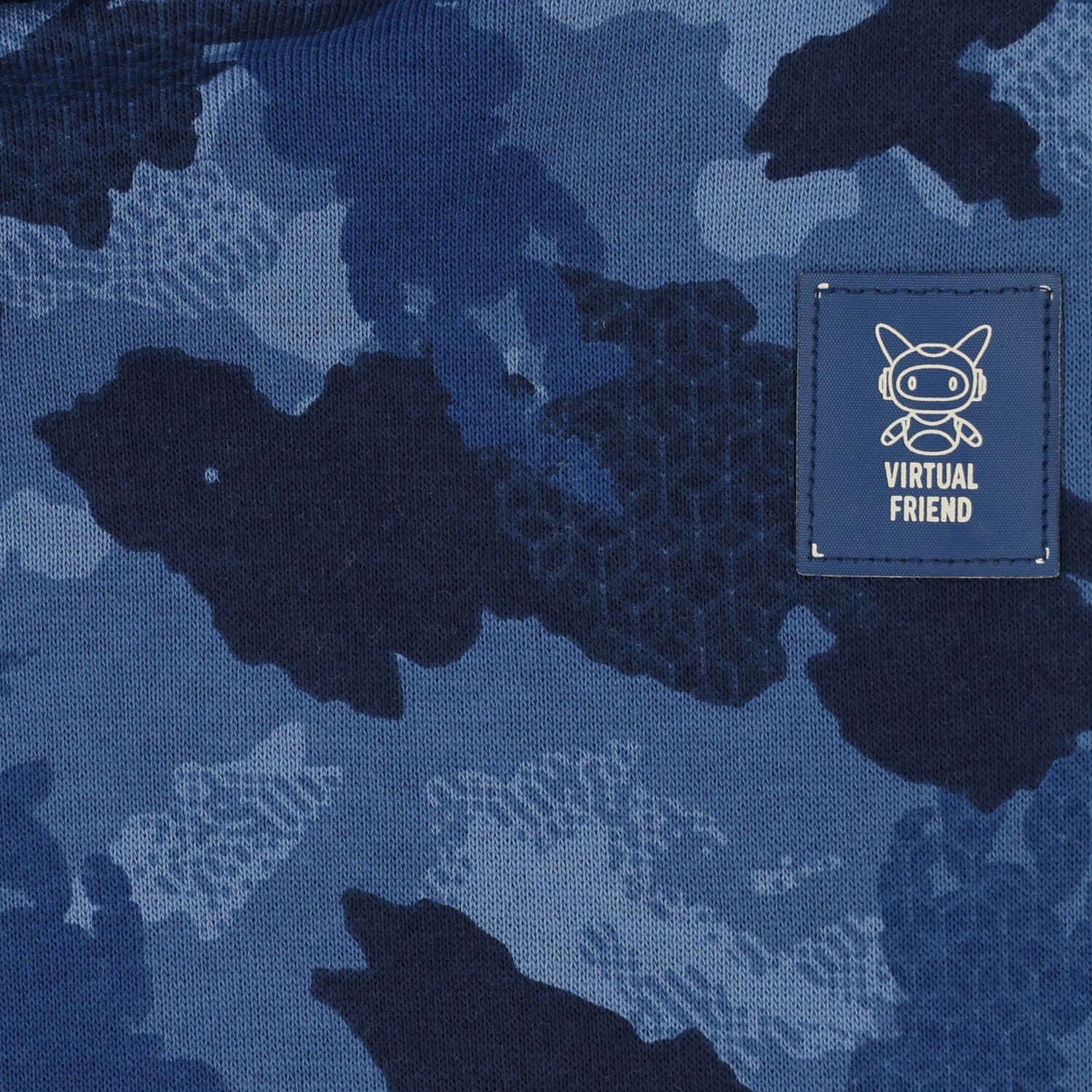 Boys Blue Camouflage Hooded Top, 1, hi-res
