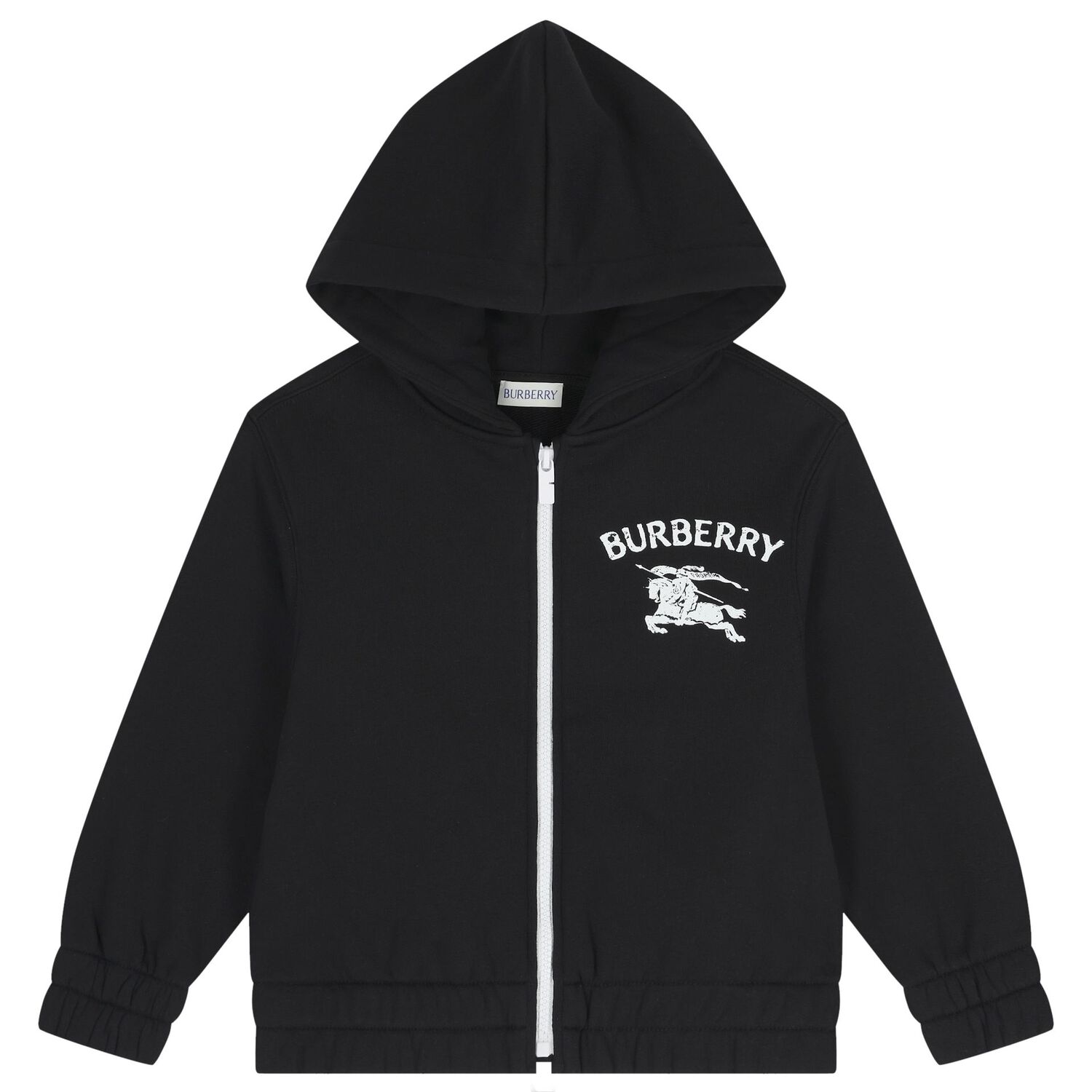 Boys Black EKD Logo Hooded Zip Up Top, 1, hi-res