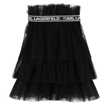 Girls Black Logo Pleated Tutu Skirt