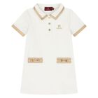 Younger Girls Ivory Logo Dress, 1, hi-res
