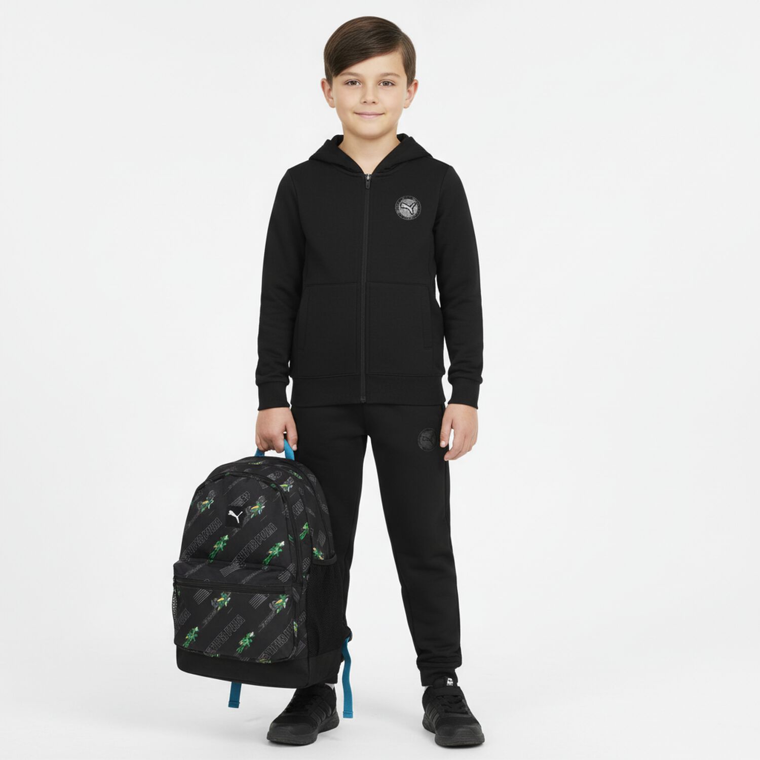 Boys Black Logo Backpack, 1, hi-res