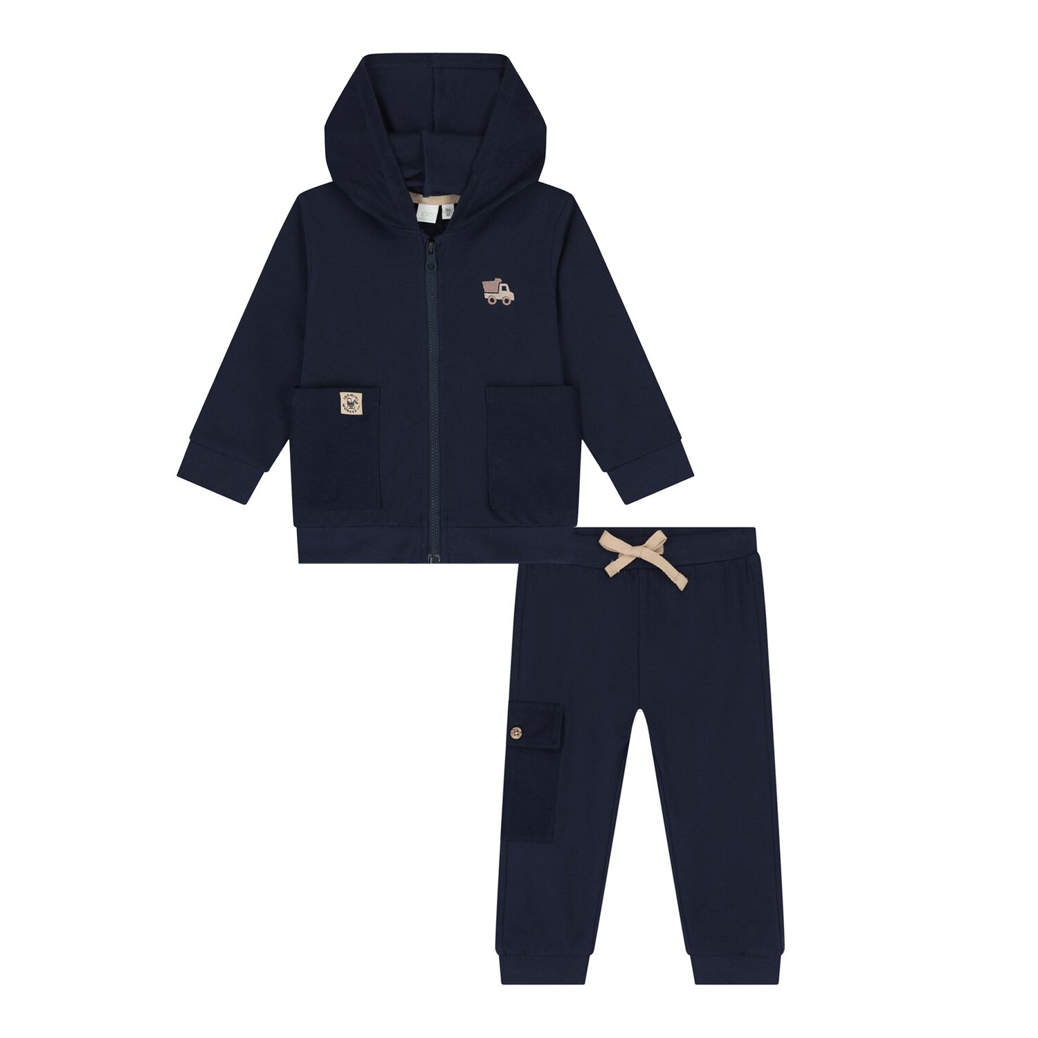 Baby Boys Navy Blue Tracksuit, 1, hi-res