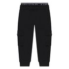 Younger Boys Black Logo Joggers, 1, hi-res