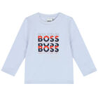 Younger Boys Blue Logo Long Sleeve Top, 1, hi-res