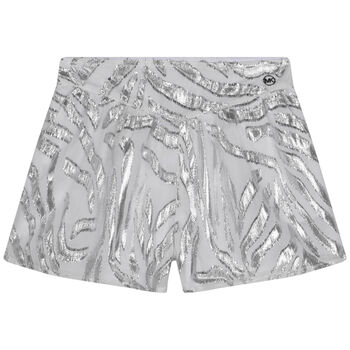 Girls White & Silver Shorts