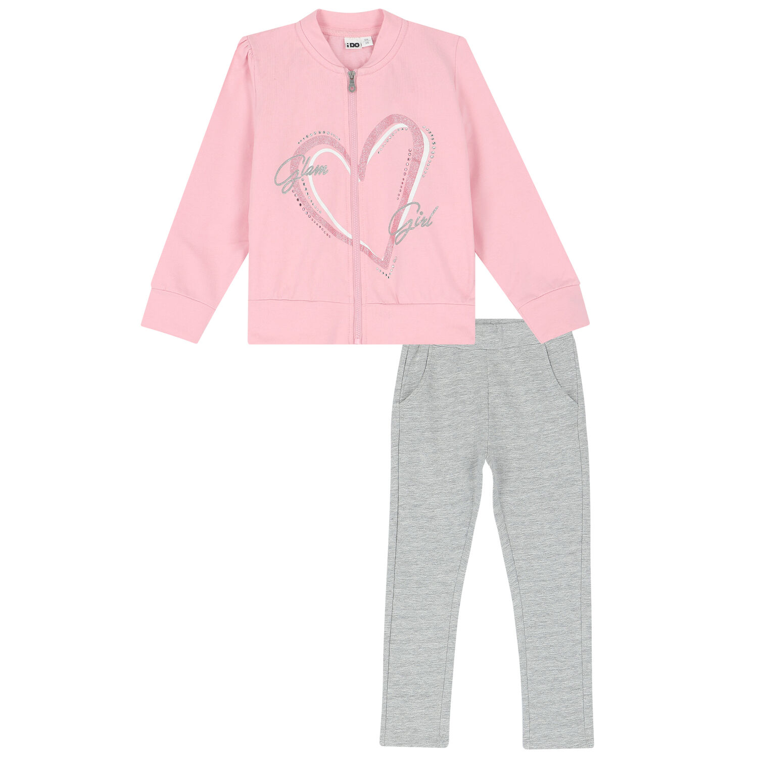 iDO Girls Pink Grey Tracksuit Junior Couture