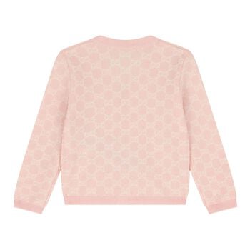 Baby Girls Pink Logo Jacquard Cardigan