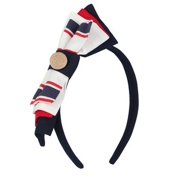 Girls Navy Blue Striped Headband