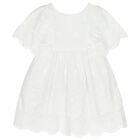 Girls White Floral Lace Dress, 1, hi-res