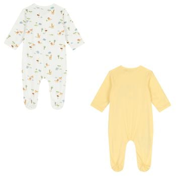 Baby Boys Ivory & Yellow Babygrows ( 2-Pack )