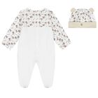 White Teddy Bear Logo Babygrow Gift Set, 1, hi-res