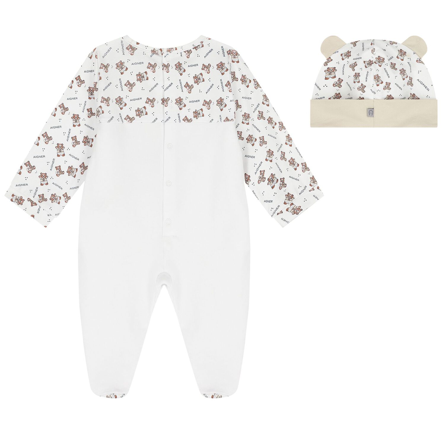 White Teddy Bear Logo Babygrow Gift Set, 1, hi-res image number null