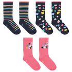Girls Navy Blue & Pink Socks ( 3-Pack ), 1, hi-res