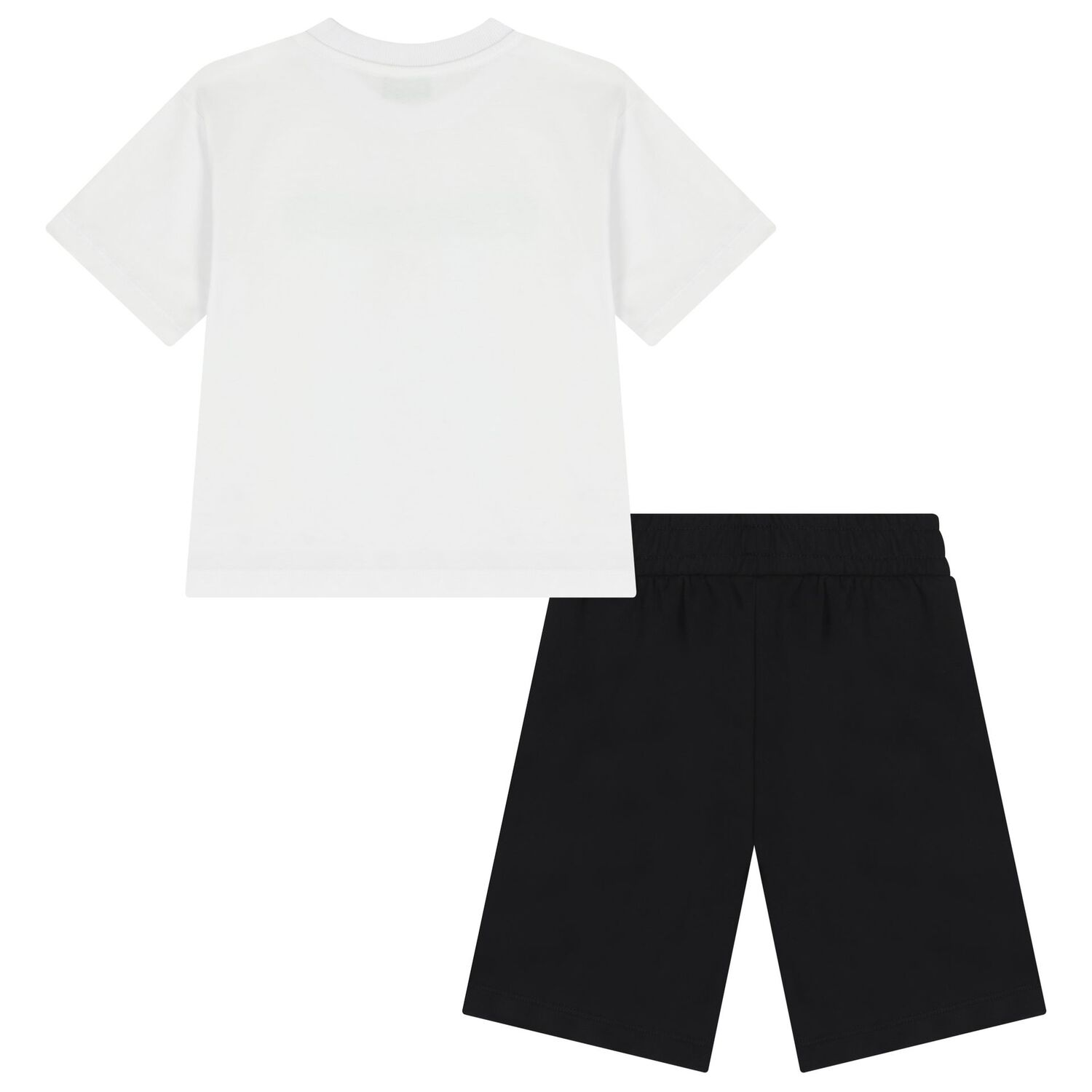 Boys White & Black Teddy Bear Logo Shorts Set, 1, hi-res