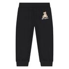 Younger Black Teddy Bear Logo Joggers, 1, hi-res