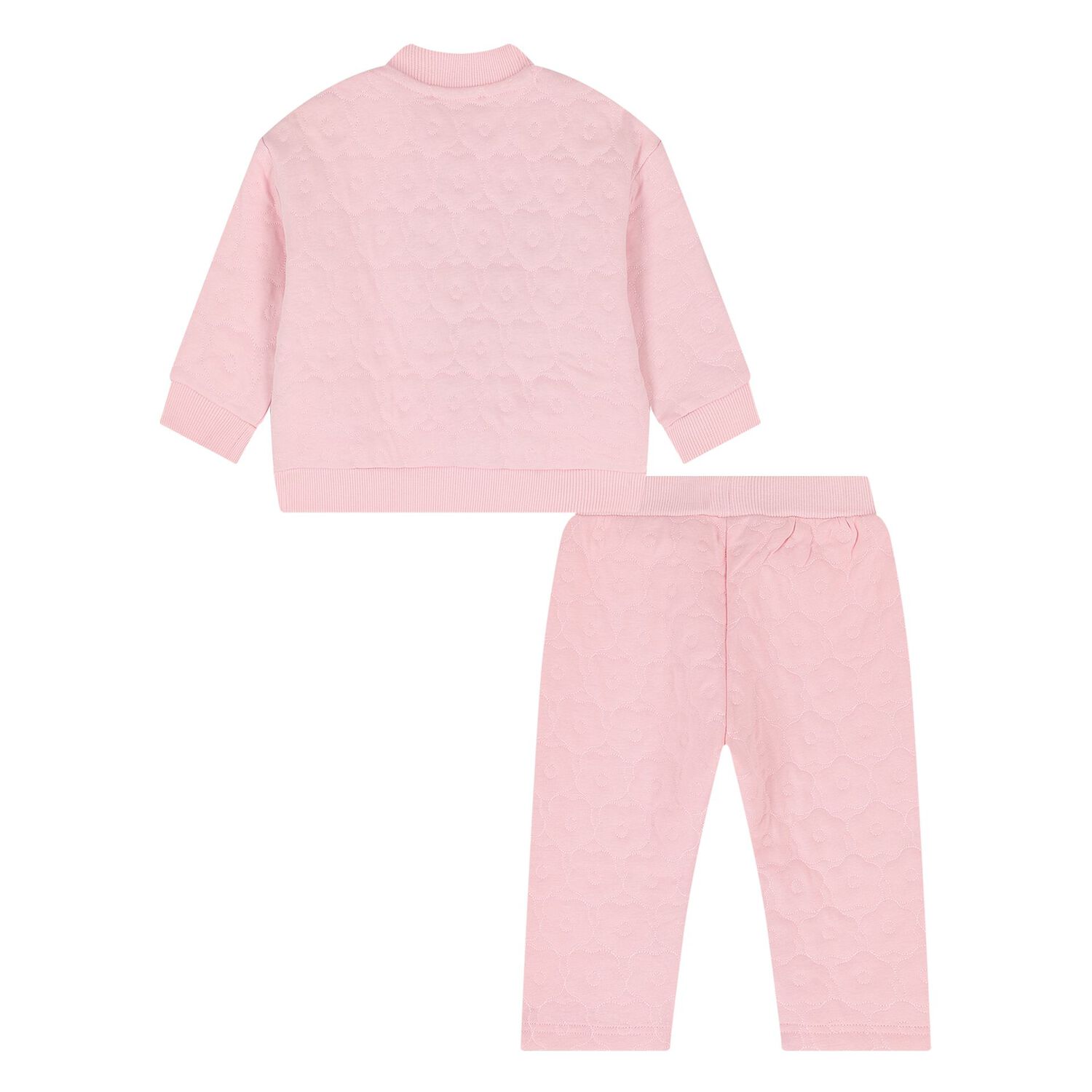 Younger Girls Pink Quilted Floral Tracksuit, 1, hi-res