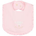 Baby Girls Pink Logo Ruffled Bib, 2, hi-res