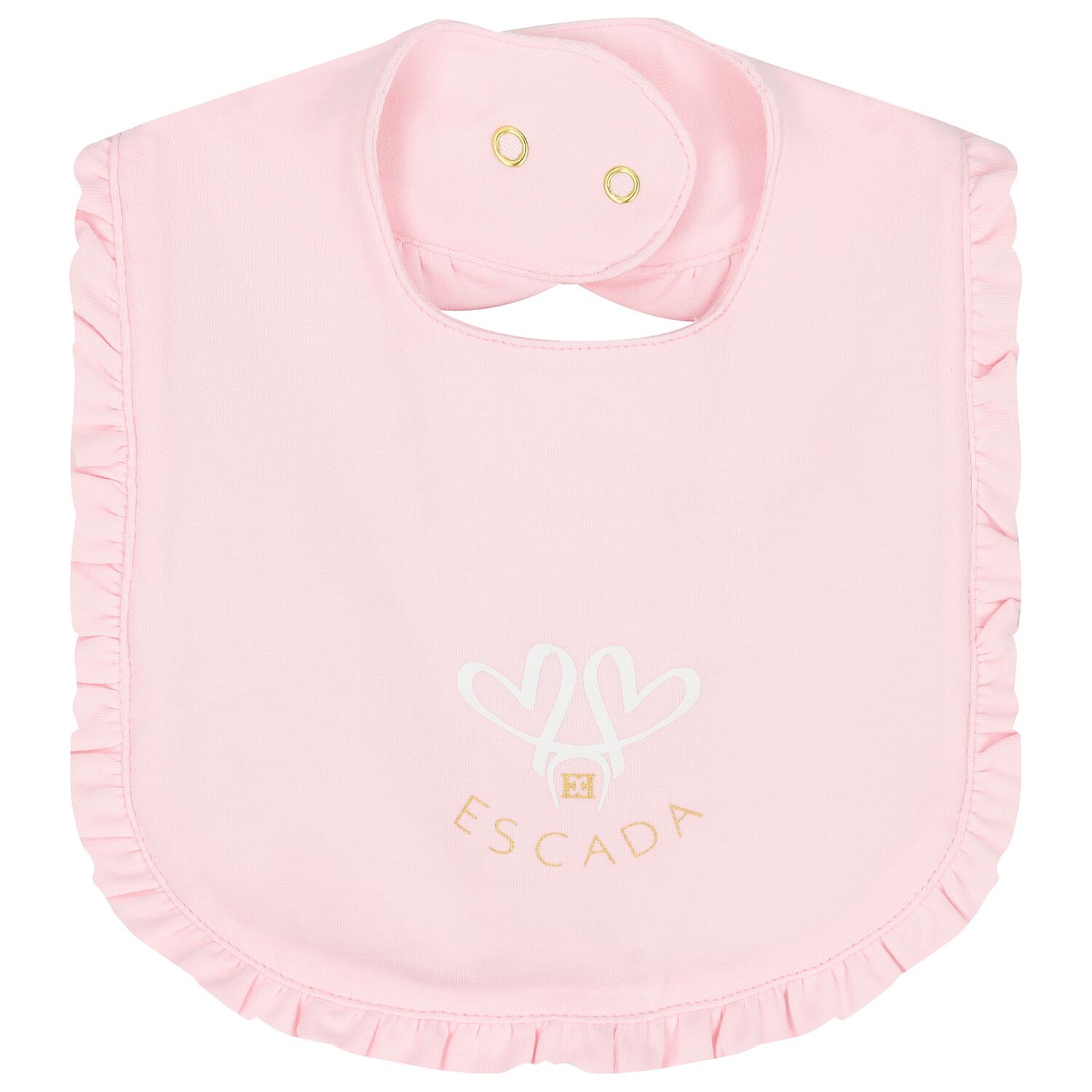 Baby Girls Pink Logo Ruffled Bib, 2, hi-res