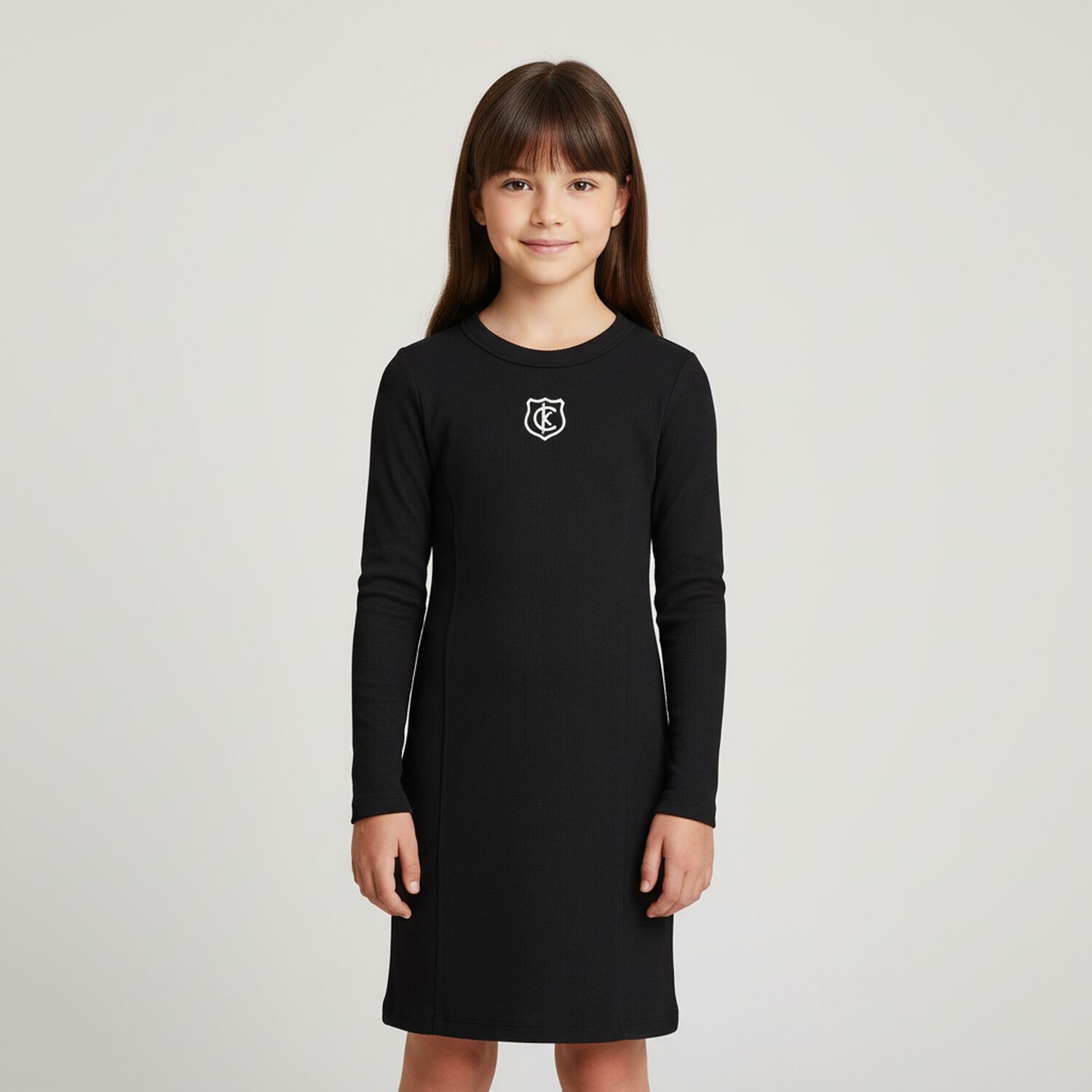 Girls Black Logo Dress, 1, hi-res image number null