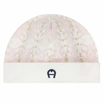 Baby Girls White & Pink Logo Hat