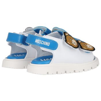 White & Blue Teddy Bear Sandals