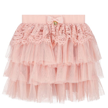 Girls Pink Lace & Tulle Skirt